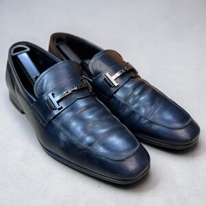 Tod's Mens Black Leather Loafers Metal Bit Driver Dress Shoes Italy 10.5 $800